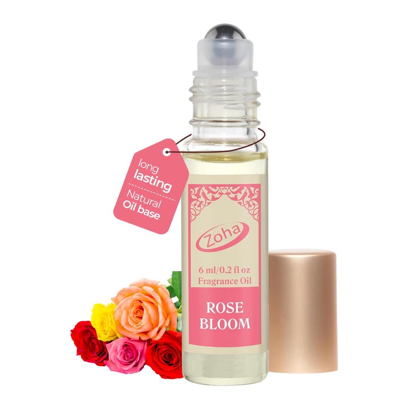 Zoha Rose Bloom - Rose Perfume for Women and Men, Skin-Friendly, Alcohol-Free Perfume Oil, Travel Size Clean Parfum, 6ml Roller - Image 1